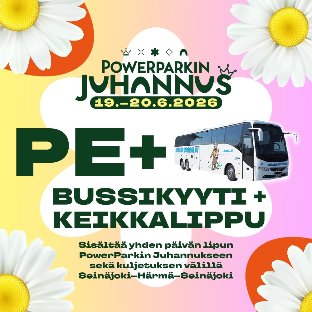 PowerParkin juhannus perjantai ja bussikyyti 2026
